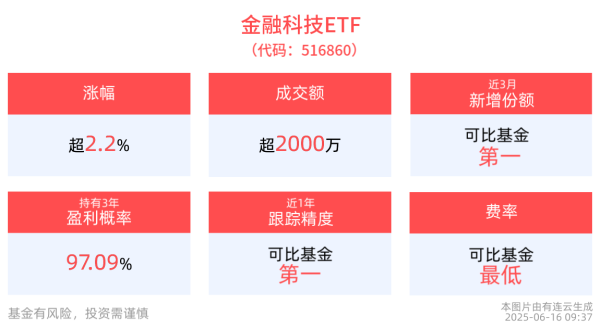 旗开网 计算机软件板块活跃，金融科技ETF(516860)上涨2.27%，天阳科技涨停